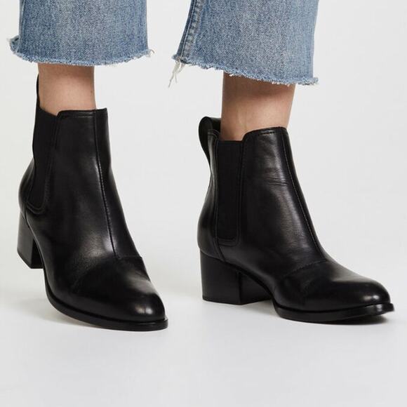 Rag & Bone Walker Black Leather Chelsea Pull On Boots Size 39.5 - Picture 1 of 7